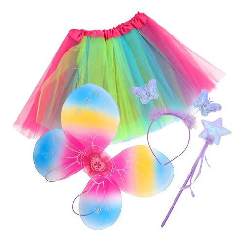 UKCOCO Mädchen Schmetterlingsflügel Kostüm Set mit Farbigem Tutu Rock Stirnband und Feenstab Leicht Anzuziehen Pflegeleicht für Party Fasching und Cosplay UKCOCO Mädchen Schmetterlingsflügel Kostüm Set mit Farbigem Tutu Rock Stirnband und Feenstab Leicht Anzuziehen Pflegeleicht für Party Fasching und Cosplay von UKCOCO