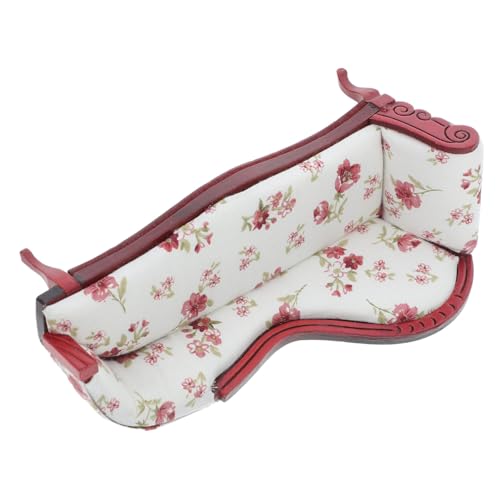UKCOCO Maßstab Europäisches Floral Gepolstertes Holzsofa mit Chaise Lounge Edle Mini Couch für Puppenhaus Wohnzimmer Dekoration und Sammlerstücke UKCOCO Maßstab Europäisches Floral Gepolstertes Holzsofa mit Chaise Lounge Edle Mini Couch für Puppenhaus Wohnzimmer Dekoration und Sammlerstücke von UKCOCO