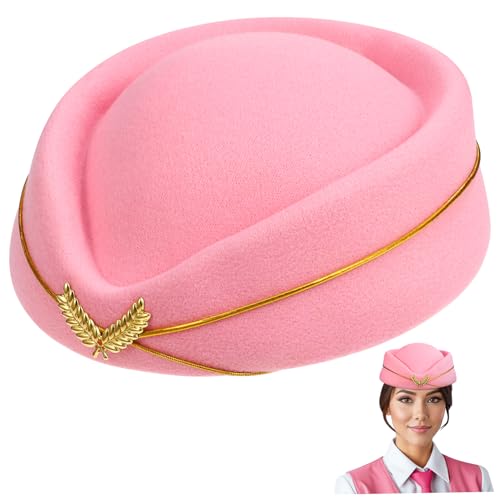 UKCOCO Stewardess Hut Damen Cosplay Flugbegleiterin Mütze Leichtes Air Hostess Kostümzubehör Elegant Rosa Mütze Bühne Party Uniform Zubehör UKCOCO Stewardess Hut Damen Cosplay Flugbegleiterin Mütze Leichtes Air Hostess Kostümzubehör Elegant Rosa Mütze Bühne Party Uniform Zubehör von UKCOCO