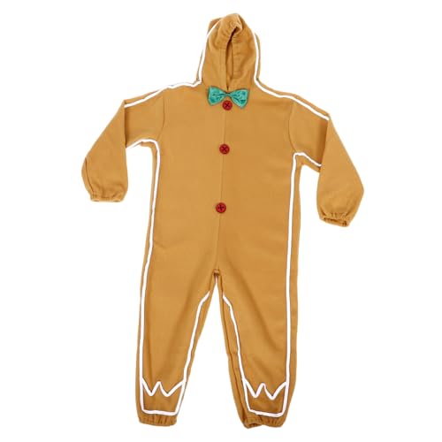 UKCOCO Weihnachtkostüm Gingerbread Man Cosplay Jumpsuit mit Kapuze Leichtes Polyester Fasching Outfit für Jungen Mädchen Geeignet für Bühnenauftritte und Weihnachtsfeiern Komfortabel und UKCOCO Weihnachtkostüm Gingerbread Man Cosplay Jumpsuit mit Kapuze Leichtes Polyester Fasching Outfit für Jungen Mädchen Geeignet für Bühnenauftritte und Weihnachtsfeiern Komfortabel und von UKCOCO