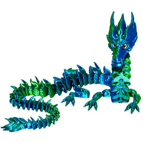 UKKZLVJ 3D Druck Drache,35 cm Beweglicher 3D Gedruckter Drache,3D-gedrucktes Erwachsene Kinder Geschenk Spielzeug,Heimbüro-Dekoration, Fischtank Auto Innendekoration von UKKZLVJ