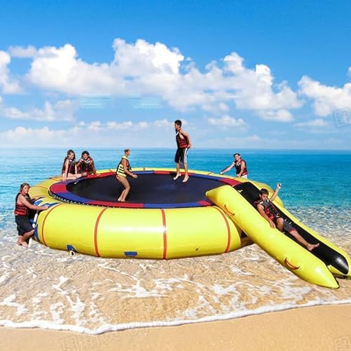 Outdoor/Indoor-Freizeit-aufblasbares Trampolin, PVC-aufblasbares Wassertrampolin, Wasserschwimmplattform mit Rutsche/Luftpumpe, Wasserpark für Erwachsene und Kinder (13Ft) von UKLSAMZR