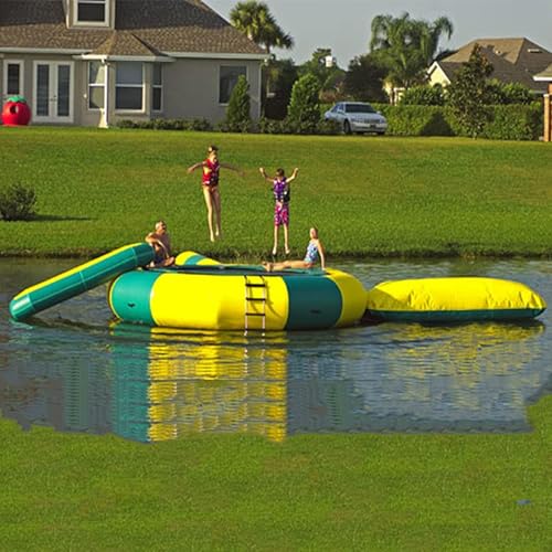 Sommer aufblasbares Wassertrampolin, aufblasbares PVC-Wassertrampolin, springendes schwimmendes Trampolin, Wasserspielplattform im Freien, geeignet für Seen/Strände (13Ft/4M) von UKLSAMZR