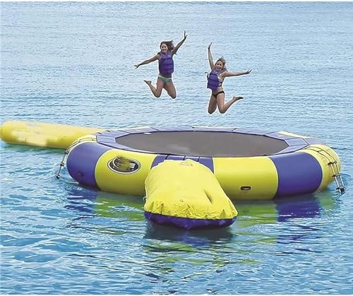 Sommerspringendes schwimmendes Trampolin mit Rutsche/Sprungsack, aufblasbare Wassertrampolin-Schwimmplattform, Seen, Wassersport, Sicherheitswippe, Wasserpark (10Ft/3M) von UKLSAMZR