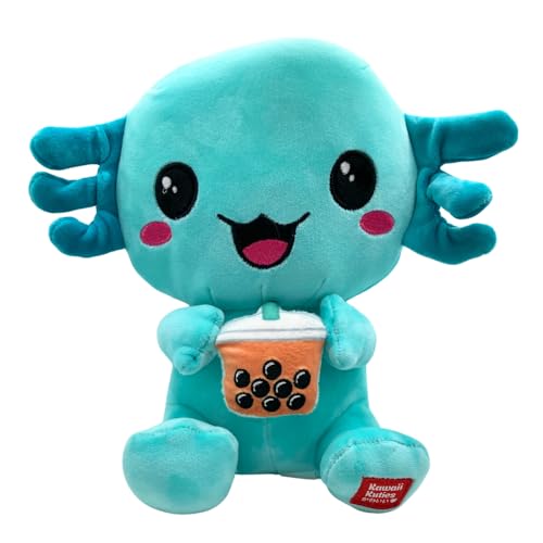 UKToyworld Kawaii Kuties Green Snaxolotl Plüsch Bubble Tea Axolotl 25 cm Kawaii Plüschtier von UKToyworld