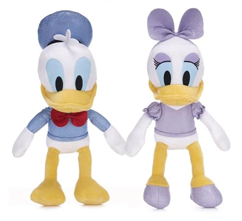 UKToyworld 25,4 cm glitzerndes Disney Donald Daisy weiches Plüschtier, 2er-Set (100 Jahre Wunder) von UKToyworld