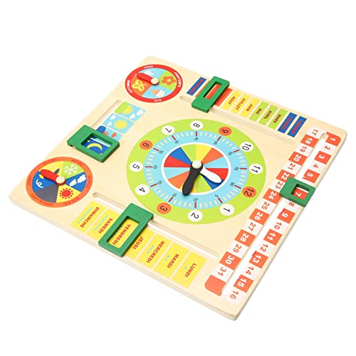 ULDIGI 1 Satz Kalender Uhr Spielzeug Kinderkalender Montessori-Kalender Kleinkindspielzeug Kinderspielzeug Lernspielzeug Für Kleinkinder Spielzeug Für 4 Jährige Kalender Für Kinder Holz von ULDIGI