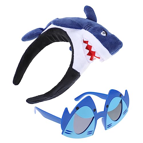 ULDIGI 2st Hai-stirnband-brille Stirnbänder Hai-brille -kostüm Tierkostümzubehör Lustige Sonnenbrille Hai-cosplay-stirnband Neuheit Brillen Fischform Kind Kopfbedeckung Kunststoff von ULDIGI