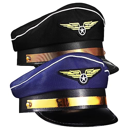 ULDIGI 2 Stück Pilotenmütze Für Cosplay Flugzeugkostüm Polyester Duschhaube Pilotenmütze von ULDIGI