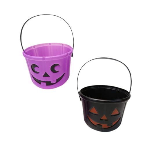 ULDIGI 2St Kürbis Eimer tragbarer Süßigkeitenbehälter Eimer für Halloween-Kinder Halloween Kinder Party Halloween kinderparty Dekorationsstütze Süßigkeiteneimer behandeln Plastik Black von ULDIGI