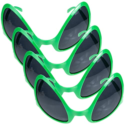 ULDIGI 4 Stück Alien-Sonnenbrille faschingsbrille karnevalsbrille kostüme lustig außerirdische Brillen Neuartige Partybrille Zubehör Spielzeug Alien-Kostüm Alien-Cosplay-Requisite Plastik von ULDIGI