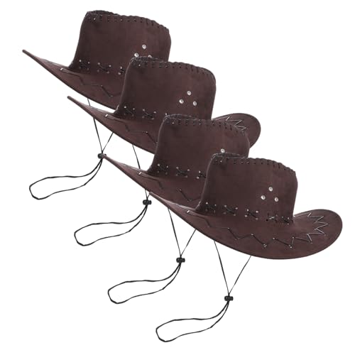 ULDIGI 4 Stück Cowboyhut Für Kinder Cowboyhut Für Jungen Western-cowgirl-hut Cowboy-kostümhut Cosplay-kostümhut Westernhut Kinderkleidung Cowboyhut Aus Denim-kappe Hüte Polyester von ULDIGI