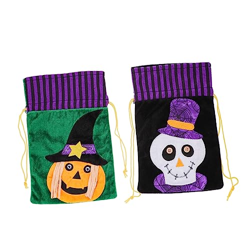 ULDIGI 4 Stück Halloween-tasche Mit Kordelzug Halloween-geschenktüten Mit Kordelzug Aufbewahrungstasche Für Kürbisse Halloween-kostüm-leckerli-tasche Süßigkeitenbeutel Für Halloween Vlies von ULDIGI