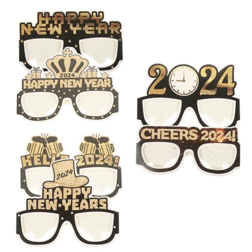 ULDIGI 6St 2024 Papierbrille fckng new year new years verkleidung neujahrsdekoration decor Papierbrille des neuen Jahres Partybrille für das neue Jahr 2024 Cosplay-Brille Papiergläser von ULDIGI