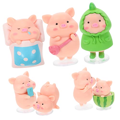 ULDIGI Kleintierspielzeug 7 Teiliges Miniatur Schweinchen Figuren Set Resin Piggy Ornamente Für Desktop Landschaftsdekoration Auto Deko & Fotografie Requisiten Niedliche Kleine Schweine Mit von ULDIGI