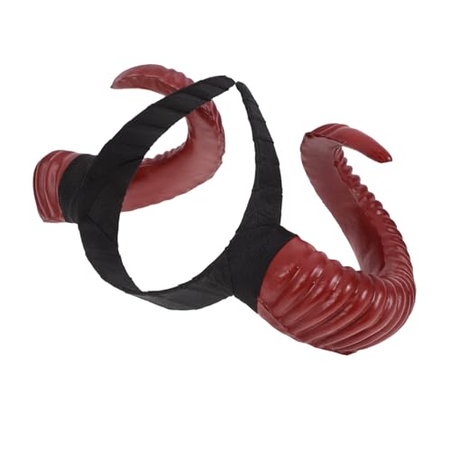 ULDIGI Horn-Stirnband für Halloween Hörner Haarband Foto-Requisiten Horn-Stirnband für Cosplay Haarband aus Horn Cosplay Hörner Stirnband Haarreifen aus Schafshorn Haarschmuck Plastik rot von ULDIGI