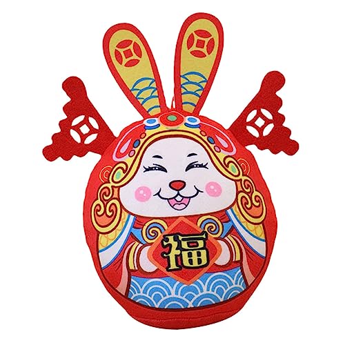 ULDIGI Jahr des Kaninchen-Plüschtiers Jahr des Hasenmaskottchens 2023 chinesische Sternzeichenpuppe Chinese New Year Rabbit Hasen Kuscheltier Spielzeug Jahr der Hasenpuppen Tier Stofftier von ULDIGI