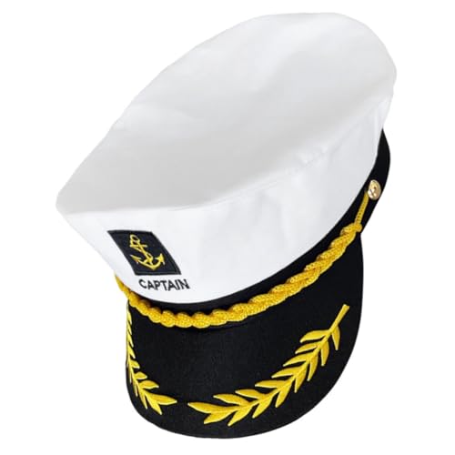 ULDIGI Halloween Kopfbedeckungen Captain Mütze Kapitänsmütze Für Verstellbare Marine Captain Cosplay Hut Für Halloween Und Karneval Kopfgröße 56cm von ULDIGI