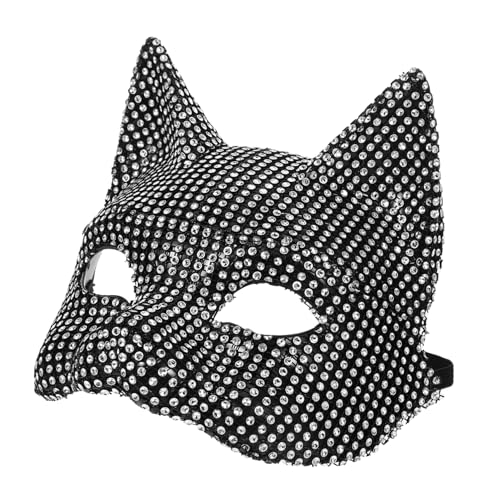 ULDIGI Katzendamenmaske Maskerade-Party-Maske dekorative Maske Wolfsmaske Halloween-Masken Kostüm Katze Cosplay-Maske Maskenball Halloween-Attacken Maskenstütze Frauenmaske Plastik Silver von ULDIGI