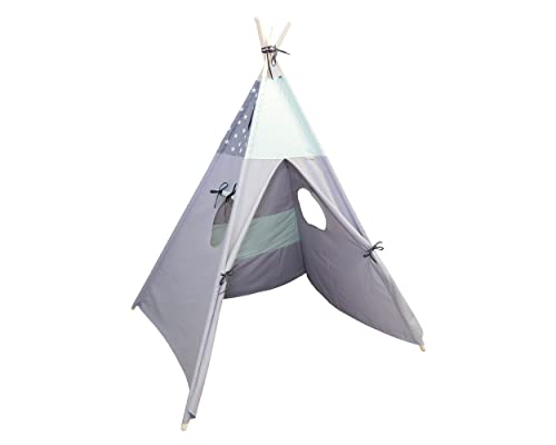 ULLENBOOM® Tipi Zelt für Kinder, Im Set mit Krabbeldecke, Alle Materialien nach OEKO-TEX Standard und Made in EU - Ideal als Kinderzelt und Spielzelt für das Kinderzimmer, Mint Grau von ULLENBOOM