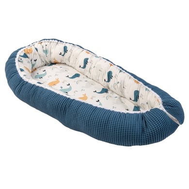 ULLENBOOM Babynest & Cocoon Waffel Motiv Blau Wale von ULLENBOOM