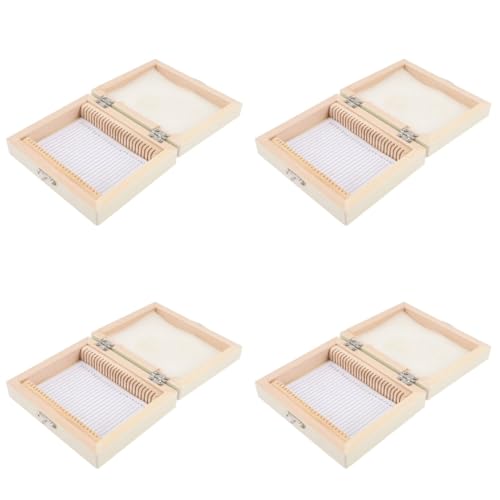 ULTECHNOVO 4er-box Biologische Slice-box Mini-drehmaschine Deckel Konkav Fleck Gefäßwerkzeuge Korb Bausatz Mikroskopische Objektträger Gitter Verpackung Tragbar Holz Beige von ULTECHNOVO