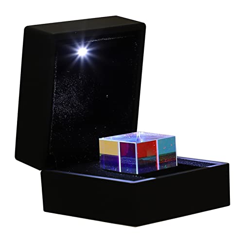 ULTECHNOVO Lichtwürfel terassentisch optischer prismenwürfel Lichtspielzeug tischdeko esstisch präsentbox Spektrum Physik Prisma Heimdekorationen quadratisches Prisma Wohndekoration Glas von ULTECHNOVO