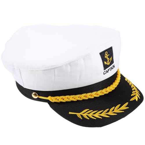 ULTECHNOVO Navy Hut Sailor Hat Verstellbarer Kapitäne Hut Für Cosplay Sailor Marine Marine Admiral Ship Boat (Weiß) von ULTECHNOVO