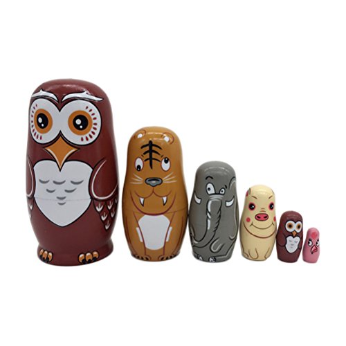 ULTNICE 6pcs russische Nesting Dolls Matroschka Holz Eule Stapeln Spielzeug Puppe von ULTNICE