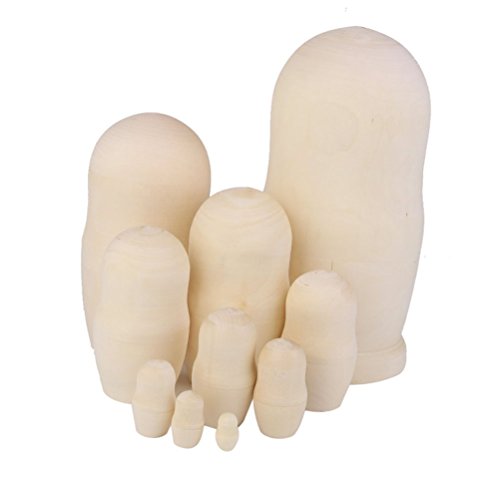 ULTNICE Puppen Rohling DIY Hölzerne Blank Russische Nesting Puppen Holz Matroschka 10pcs ULTNICE Puppen Rohling DIY Hölzerne Blank Russische Nesting Puppen Holz Matroschka 10pcs von ULTNICE