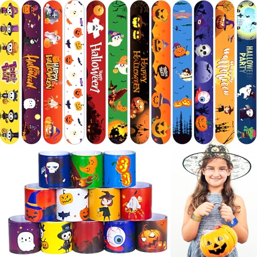 UMEMAXSO Halloween-Armbänder, 48 Stück, Halloween-Dekorationen, 12 Stile für Halloween-Partys, Klassenzimmer-Geschenke von UMEMAXSO