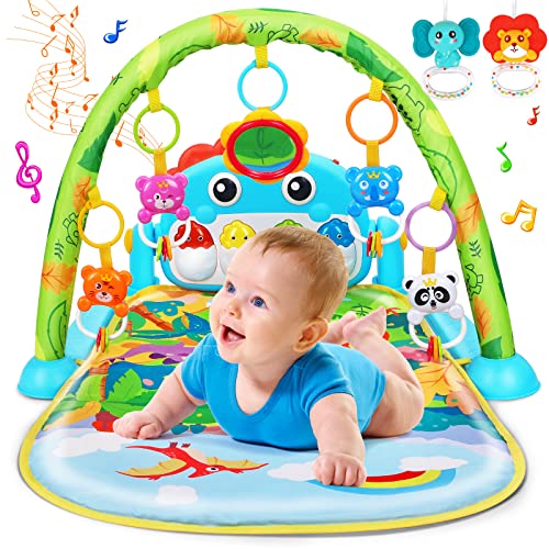 Baby Gym Spielmatten Baby Spielzeug Bauch Zeit Matte Spielzeug Musikaktivitätszentrum für Neugeborene Säugling Spielzeug Klavier Baby Spielmatte Musik & Licht Neugeborene Säugling Geschenke für Baby von UMIKU