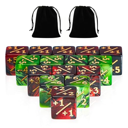 48 Stücke Dice Set, Gezinkte Würfel Set Minus Farbwürfel, Magic Würfel Mit Plus- Oder Minuszeichen Mit 2 Stofftaschen von UMLIPOT