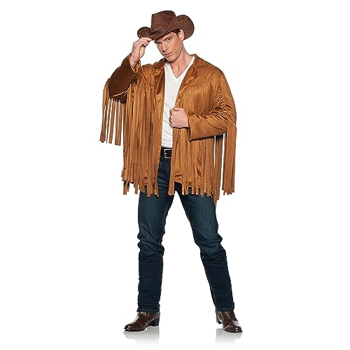 UNDERWRAPS Cowboy-Fransen-Herrenjacke – Western-Outfit, Halloween-Kostüm für Herren, Westernkleidung, braunes Button-Up-Zubehör (Westernjacke für Herren, Größe XXL 54–56) von UNDERWRAPS