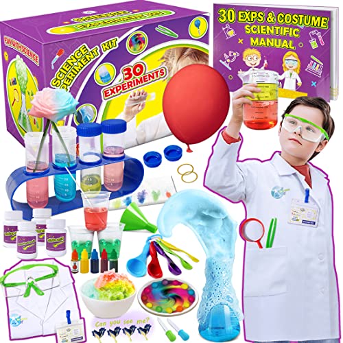 UNGLINGA Kindern Wissenschaft Experiment Kits 30 Schule Labor Experimente mit Laborkittel Wissenschaftler Spielzeug Geschenke für Jungen Mädchen verkleiden und Rolle Spielen von UNGLINGA