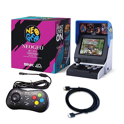 UNICOMVSX SNK NEOGEO Mini Arcade International Edition und Schwarzes Controller-Set [im Lieferumfang Enthaltenes HDMI-Kabel], Vorinstalliert mit 40 Offiziell Lizenzierten SNK Neo Geo-Spielen von UNICO