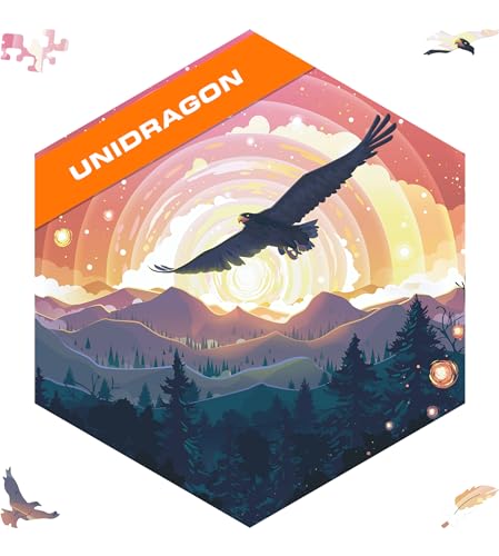 UNIDRAGON Original Holzpuzzle — Gedankenbrecher König Vogel, 100 Teile, 8.54 x 8.54 Zoll (21.7 x 21.7 cm) Schöne Geschenkverpackung, Einzigartige Form Erwachsene und Kinder von UNIDRAGON