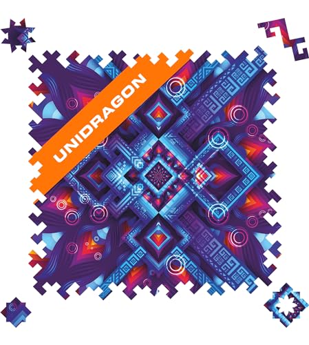 UNIDRAGON Original Holzpuzzle — Gedankenbrecher Neon Geometrie, 100 Teile, 8.54 x 8.54 Zoll (21.7 x 21.7 cm) Schöne Geschenkverpackung, Einzigartige Form Erwachsene und Kinder von UNIDRAGON