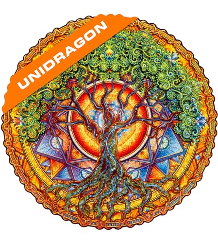 UNIDRAGON Original Holzpuzzle – Mandala-Baum des Lebens, 350 Teile, King-Size-Größe 33 x 33 cm, schönes Geschenkpaket, einzigartige Form, bestes Geschenk für Erwachsene und Kinder von UNIDRAGON