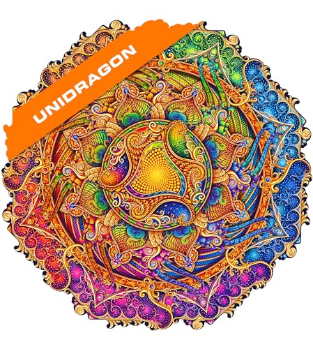 UNIDRAGON Original Holzpuzzle — Mandala Inexhaustible Abundance, 200 Teile, Mittel 9.8 x 9.8 Zoll (25 x 25 cm) Schöne Geschenkverpackung, Einzigartige Form Erwachsene und Kinder von UNIDRAGON