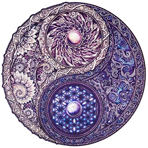 UNIDRAGON Original Holzpuzzle — Mandala Overarching Opposites, 700 Teile, Royal Größe 17.7x17.7 Zoll (45x45 cm) Schöne Geschenkverpackung, Einzigartige Form Erwachsene und Kinder von UNIDRAGON