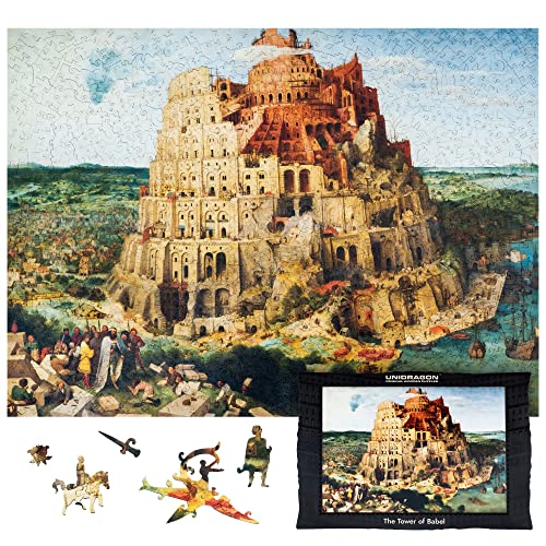 UNIDRAGON Original Holzpuzzle - Pieter Bruegel The Elder - The Tower of Babel, 1000 Teile, 17.1" х23.4, schöne Geschenkverpackung, Einzigartige Form Erwachsene und Kinder von UNIDRAGON