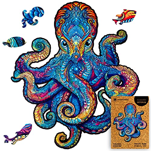 UNIDRAGON Original Holzpuzzle – magnetischer Oktopus, 700 Teile, königliche Größe, 137,2 x 157,5 cm, schönes Geschenkpaket, einzigartige Form, bestes Geschenk für Erwachsene und Kinder von UNIDRAGON