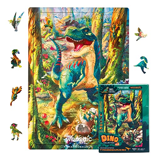 UNIDRAGON Wooden Jigsaw Puzzle, Best Gift for Adults and Kids, Unique Shape Jigsaw Pieces Dino Tyrannosaurus Rex, 7.4 х 10.5 in (18,9 х 26,7 cm) 100 pcs von UNIDRAGON