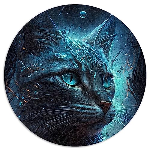 Abessinier-Katze-Puzzles für Erwachsene, 1000 Teile, runde Puzzles, Puzzle – anspruchsvolles Spiel (67,5 x 67,5), 1000 Teile von UNIKEI