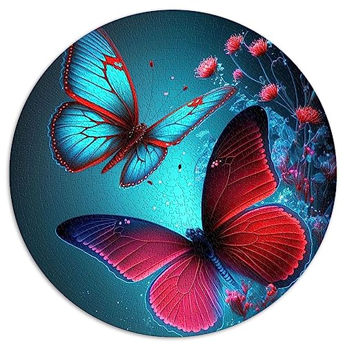 Blumen-Schmetterling-Puzzle für Erwachsene, Puzzle für Erwachsene, 1000 Teile, rundes Puzzle, Erwachsene und Kinder (67,5 x 67,5), 1000 Teile von UNIKEI