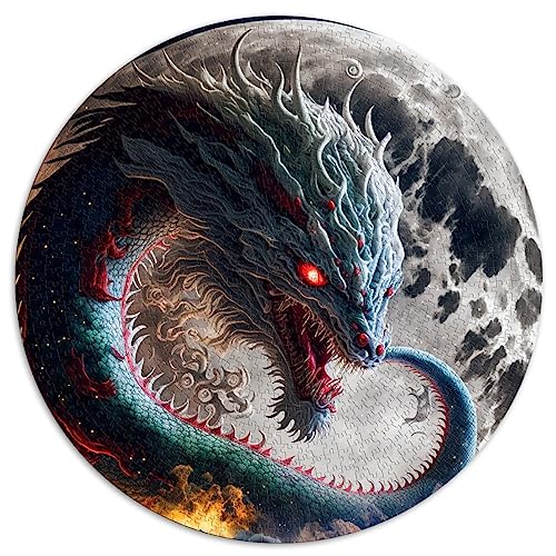 Drachen-Puzzle für Erwachsene, 1000 Teile, rundes Puzzle, Denksportaufgabe (67,5 x 67,5), 1000 Teile von UNIKEI