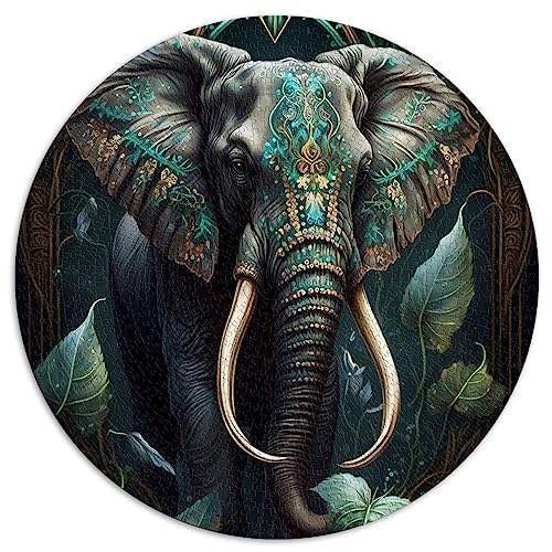 Fantasiewelt-Elefant-Puzzle für Erwachsene, 1000-teiliges Puzzle für Erwachsene und Kinder, rundes Puzzle für Erwachsene und Jugendliche ab 12 Jahren (67,5 x 67,5), 1000 Teile von UNIKEI