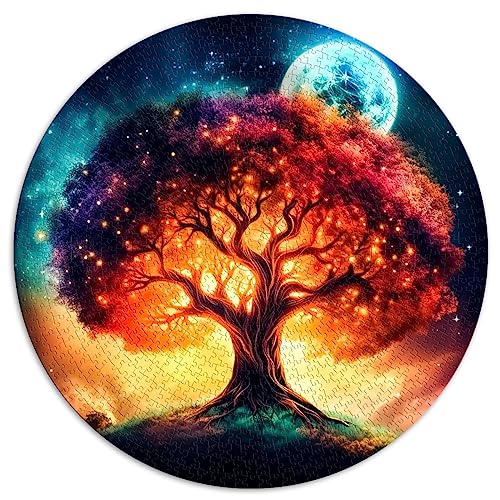 Puzzle „Kosmischer Baum des Lebens“ für Erwachsene, 1000 Teile, rundes Puzzle für Erwachsene und Kinder ab 12 Jahren (67,5 x 67,5), 1000 Teile von UNIKEI