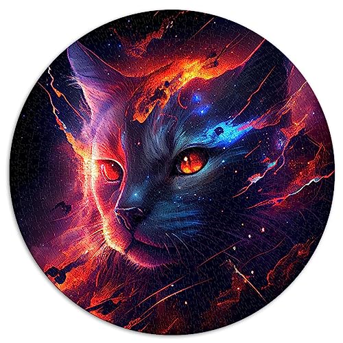 Puzzle-Geschenk, Diabolische kosmische Katze, Puzzle für Erwachsene, 1000 Teile, rundes Puzzle für Heimdekoration (67,5 x 67,5), 1000 Teile von UNIKEI